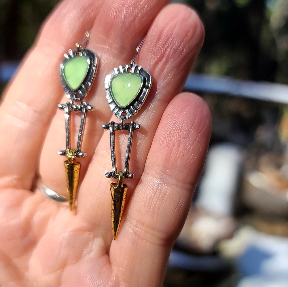 Tribal green Turquoise earrings - Picture 4 of 8